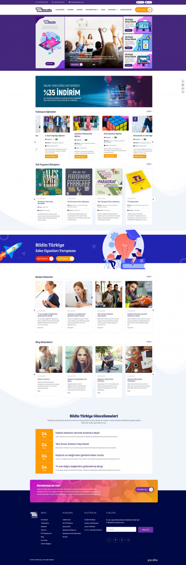 Kurumsal Site tolikampus.com Web Site Tasarımı & Yazılımı