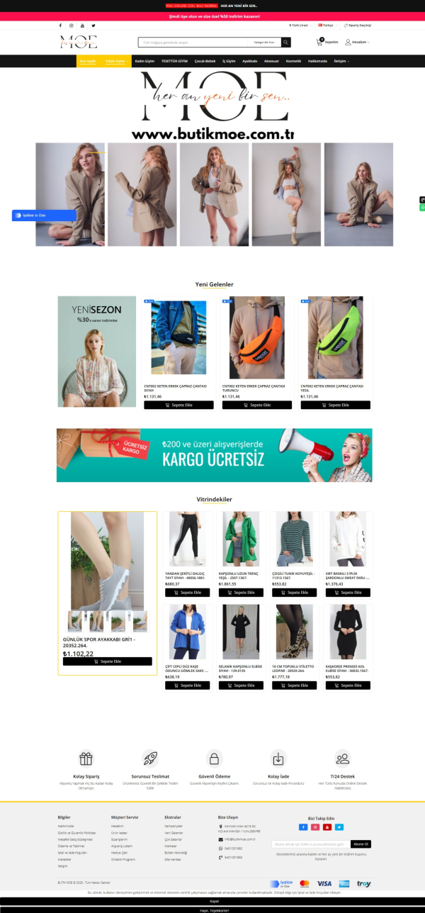 E-Ticaret Sitesi butikmoe.com.tr Web Site Tasarımı & Yazılımı