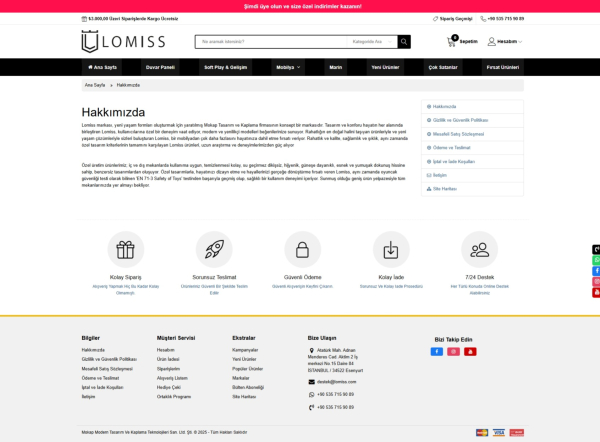 E-Ticaret Sitesi lomiss.com Web Site Tasarımı & Yazılımı